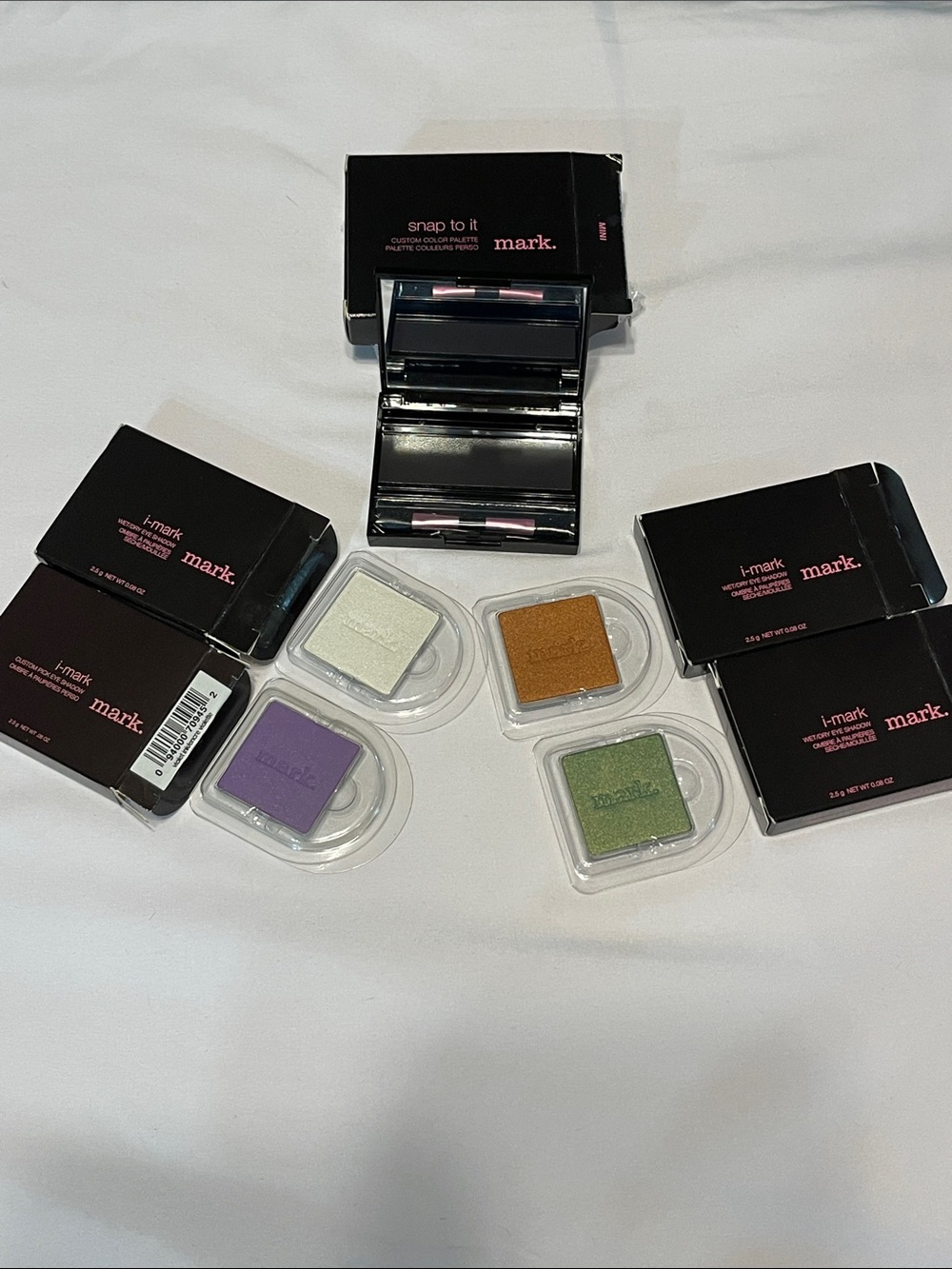 mark. Single Eyeshadow Squares Set with Palette - Purple, Green, Gold, White